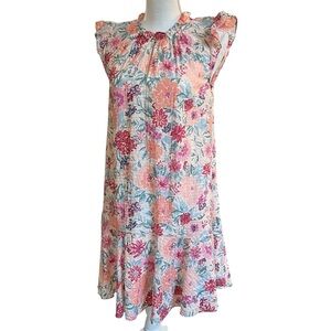 LOFT Flutter Sleeve Multicoloured Floral Dress - Summer Dress - Size XS